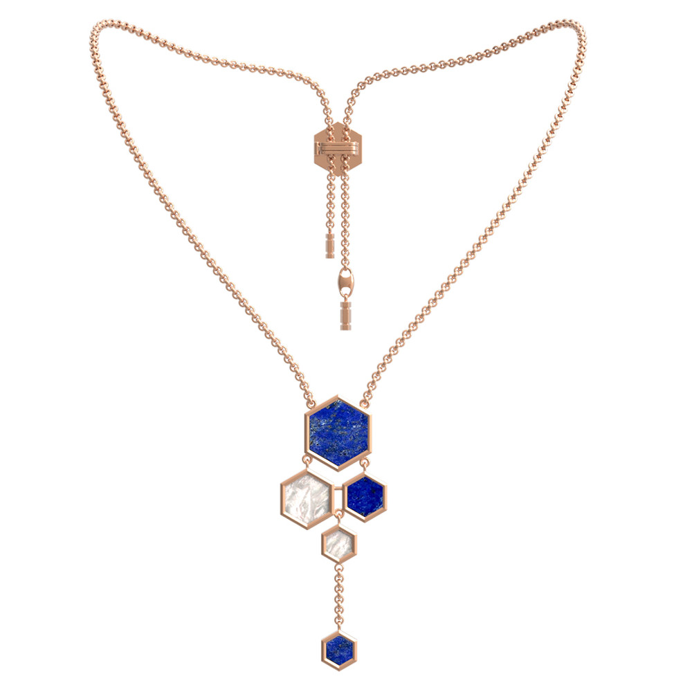 Колье из золота c лазуритом и перламутром