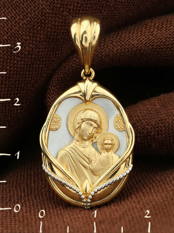 Образок из лимонного золота c перламутром