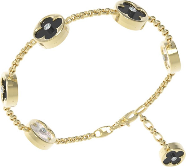 Браслет из лимонного золота c бриллиантами, ониксом и перламутром