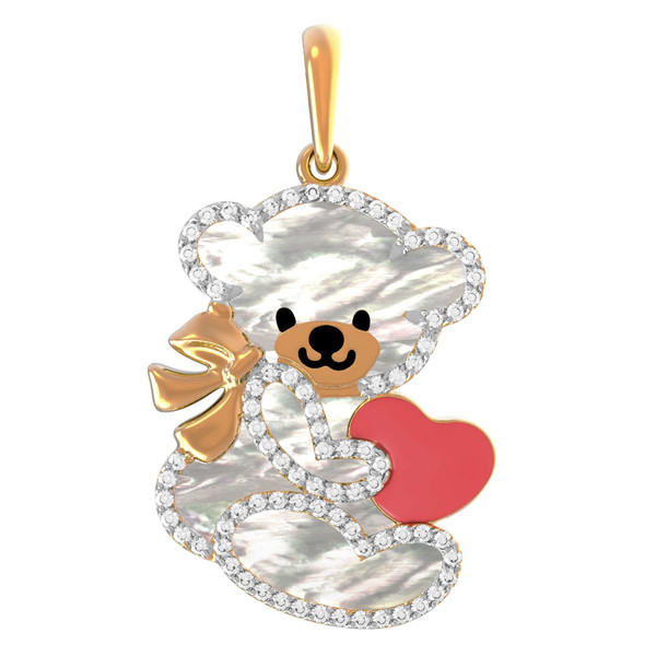 Подвеска из золота c эмалью, фианитом и перламутром