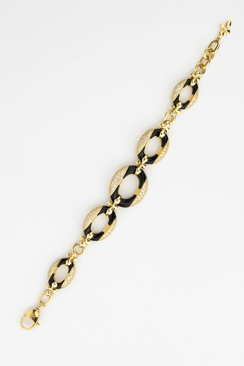 Браслет из лимонного золота c бриллиантами и ониксом