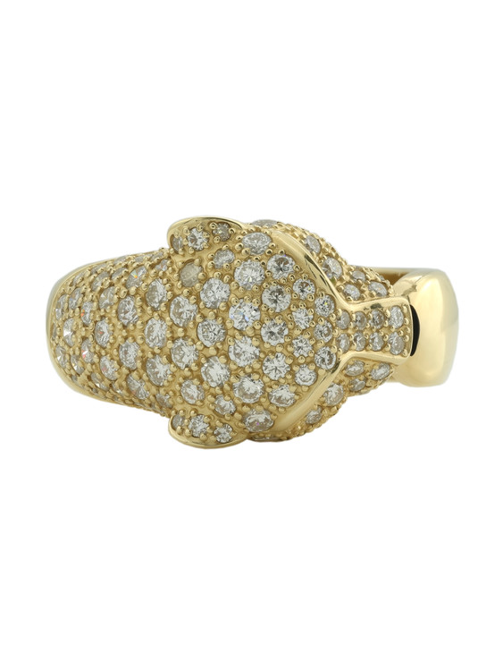 Кольцо из лимонного золота c бриллиантами, изумрудом и ониксом