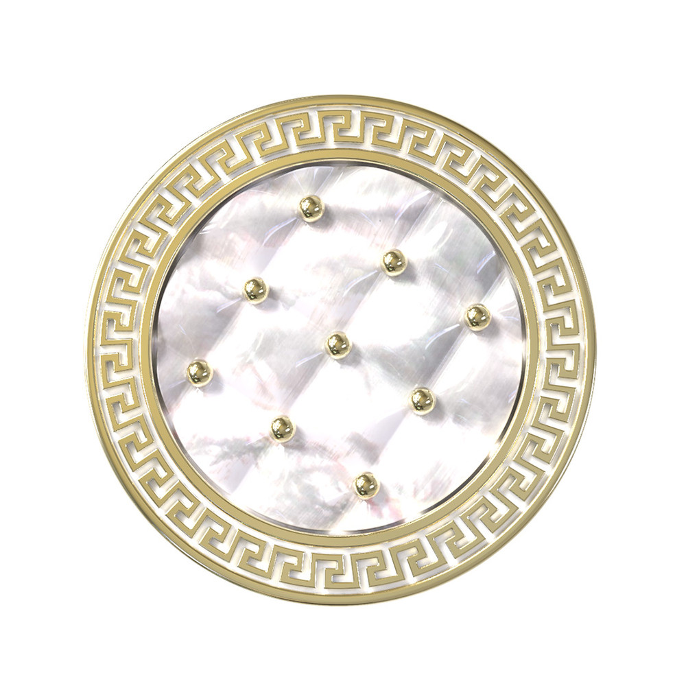 Кольцо из лимонного золота c эмалью и перламутром