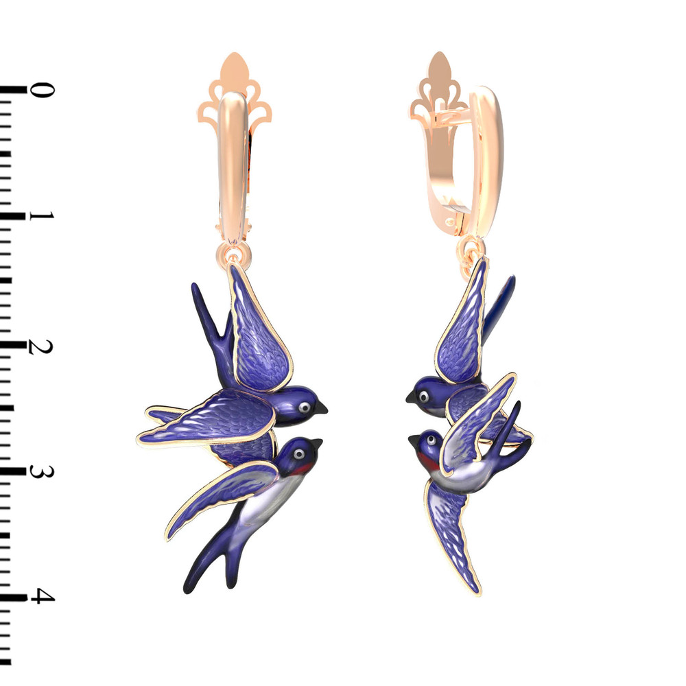 Серьги из золота c эмалью