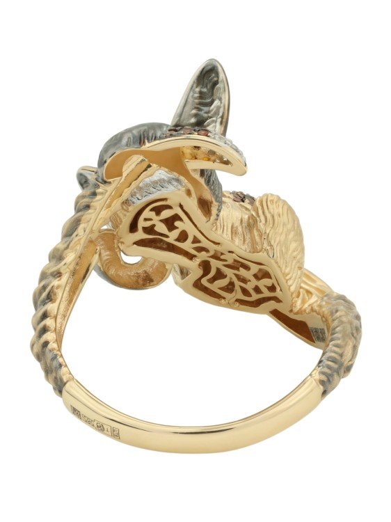 Кольцо из лимонного золота c эмалью и фианитом