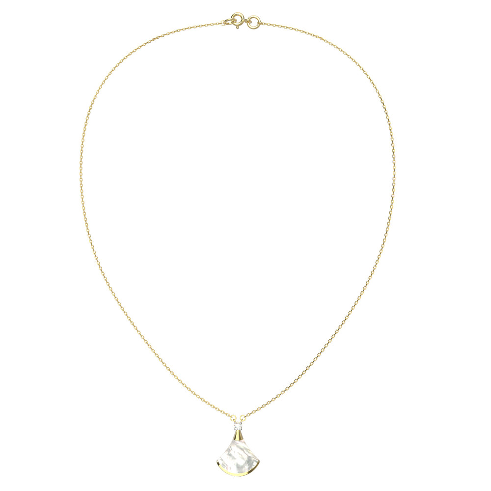 Колье из лимонного золота c бриллиантами и перламутром