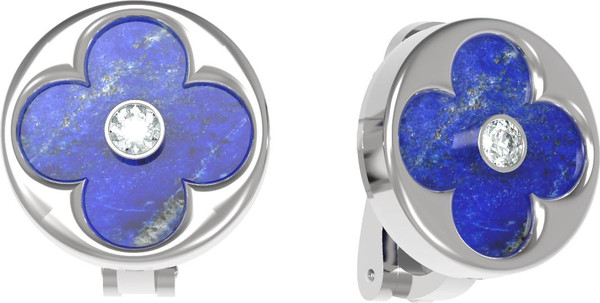 Серьги из белого золота c бриллиантами и лазуритом