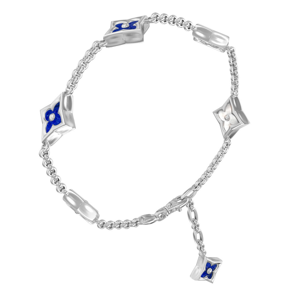 Браслет из белого золота c лазуритом и перламутром