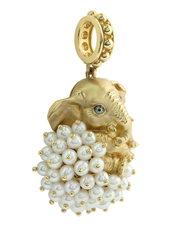 Подвеска из лимонного золота c эмалью и жемчугом