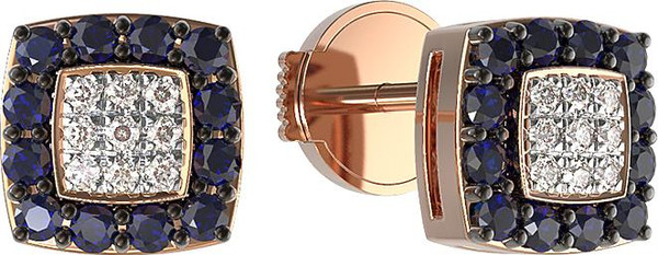 Серьги из золота c бриллиантами и сапфиром