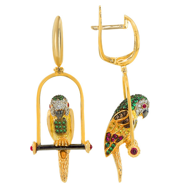 Серьги из лимонного золота c фианитом