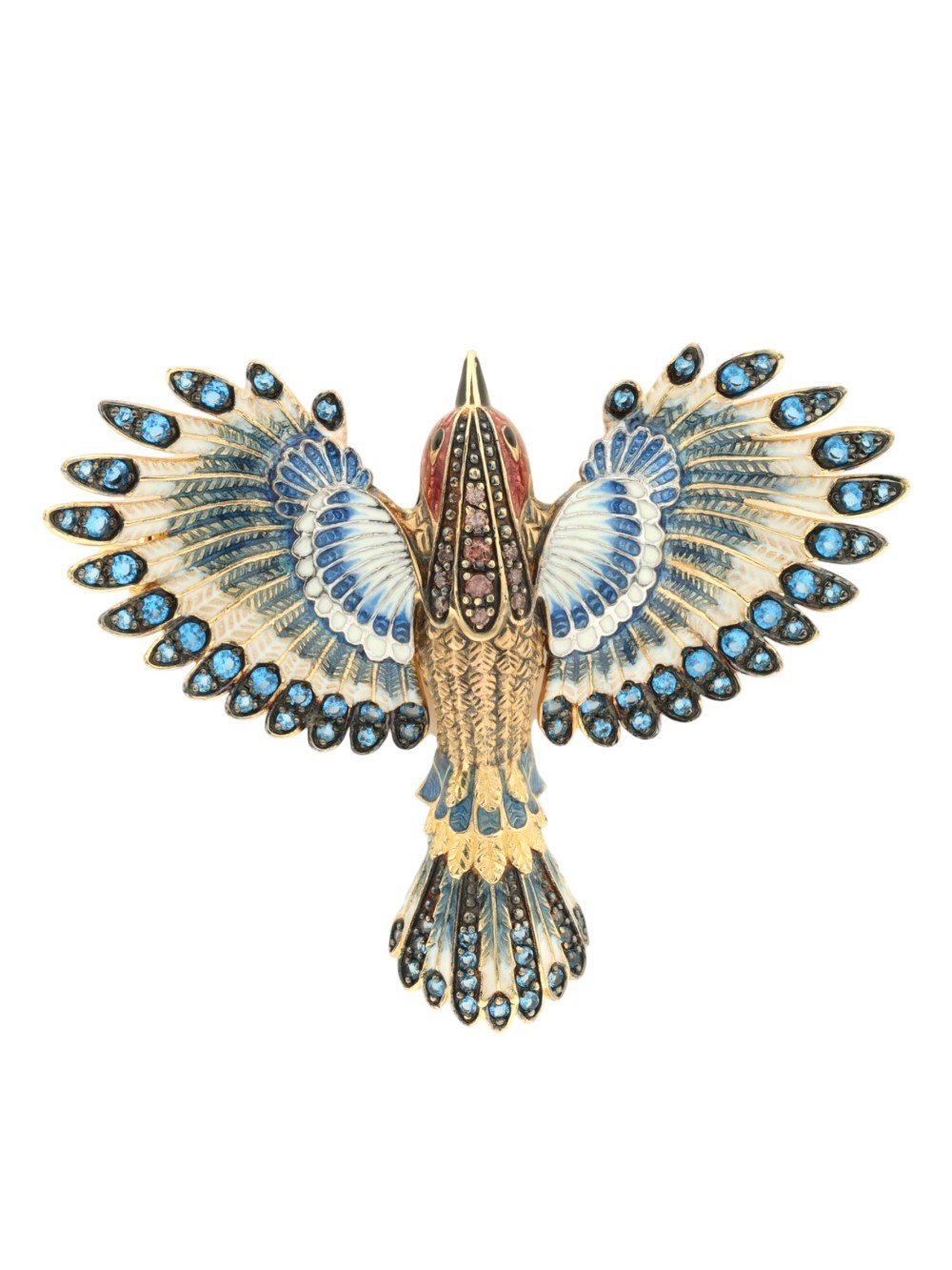 Брошь из лимонного золота c эмалью и фианитом