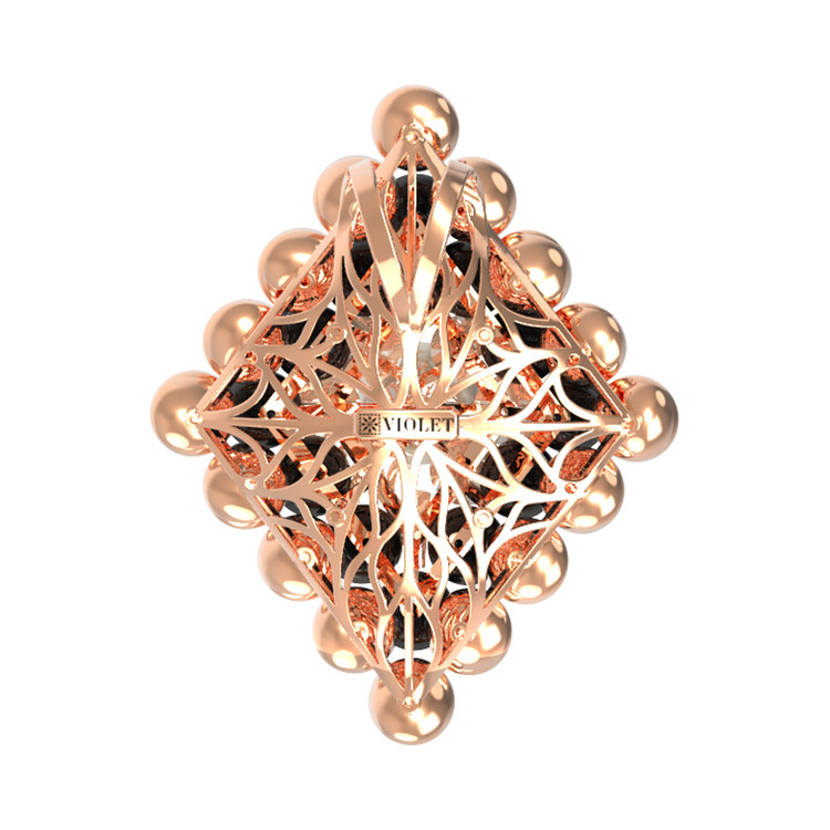 Подвеска из золота c ониксом и перламутром