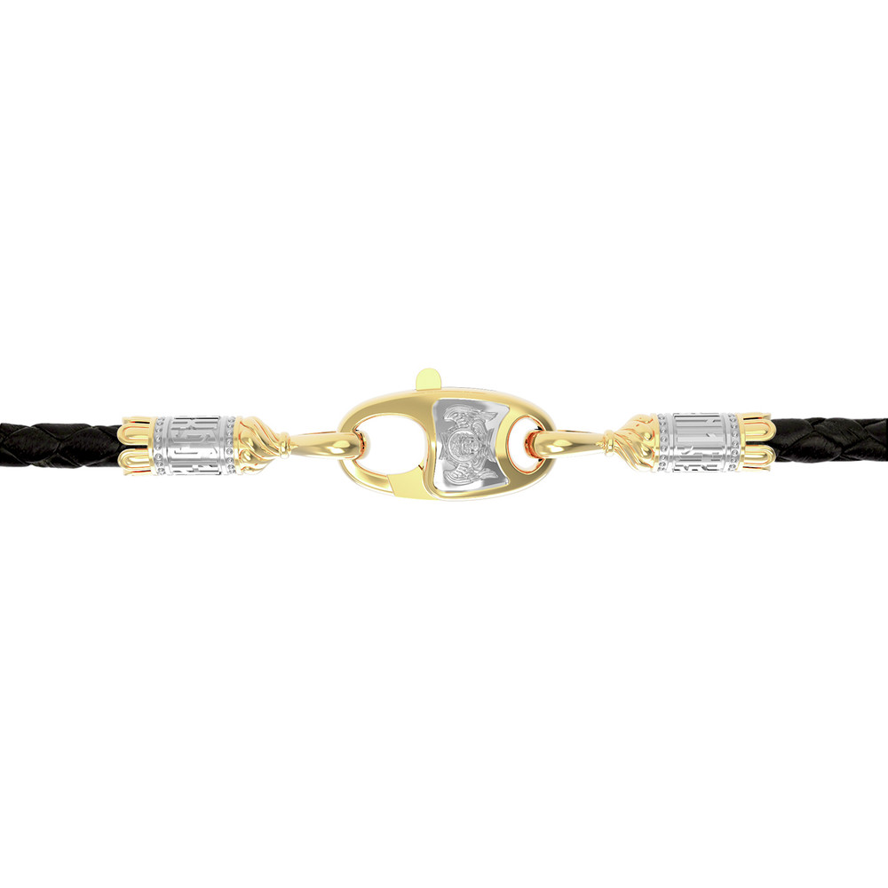 Гайтан из лимонного золота c кожаным шнурком