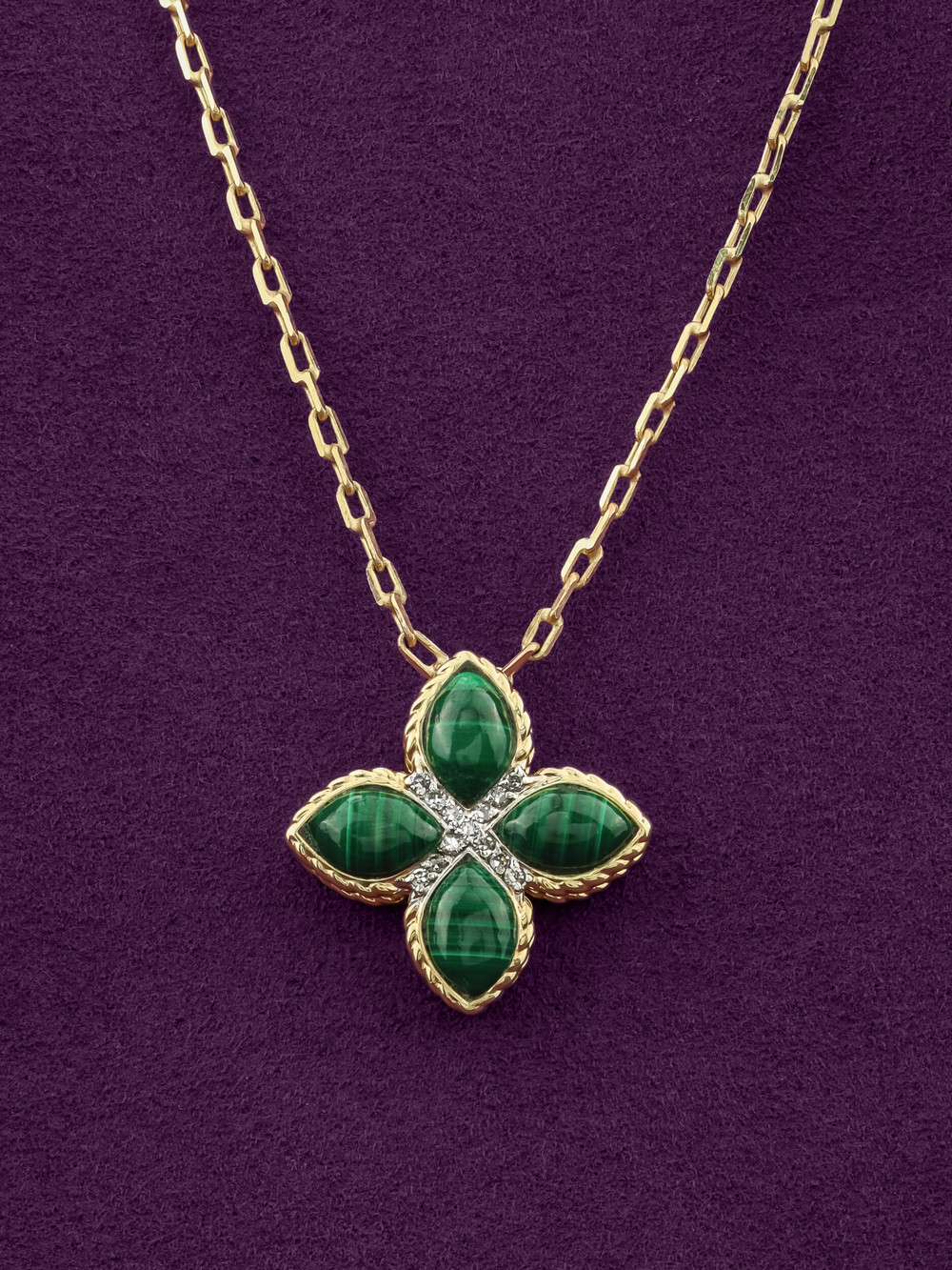 Колье из лимонного золота c бриллиантами и малахитом