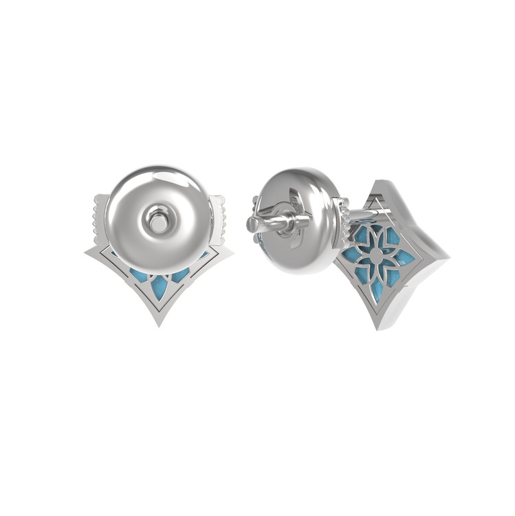 Серьги из белого золота c бирюзой