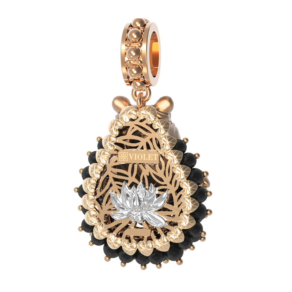 Подвеска из золота c эмалью и ониксом