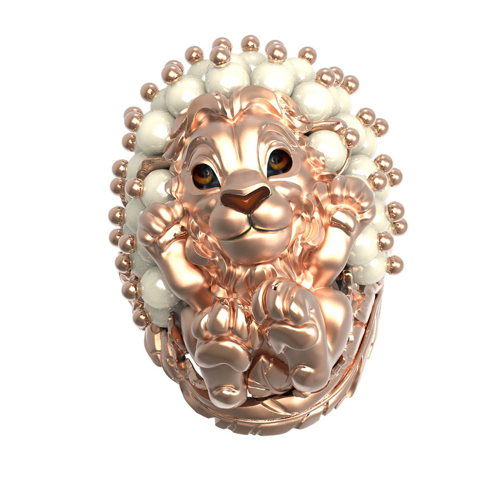 Кольцо из золота c эмалью и жемчугом