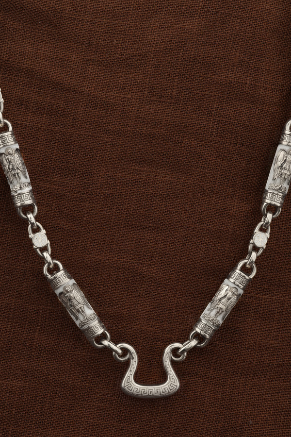 Цепь из белого золота c эмалью и бивнем мамонта