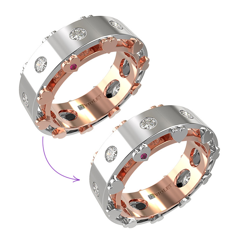 Кольцо из золота c бриллиантами и рубином