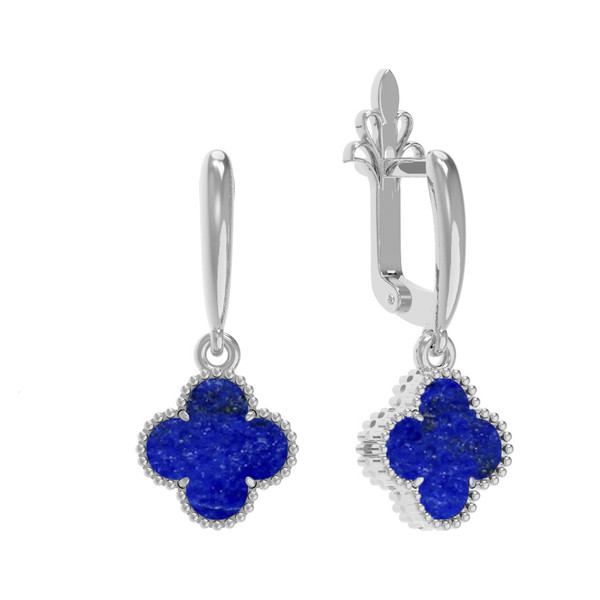 Серьги из белого золота c лазуритом