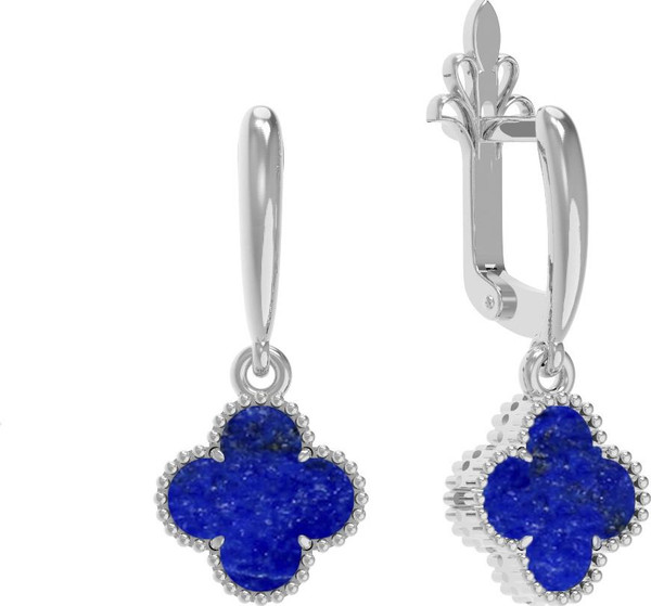 Серьги из белого золота c лазуритом