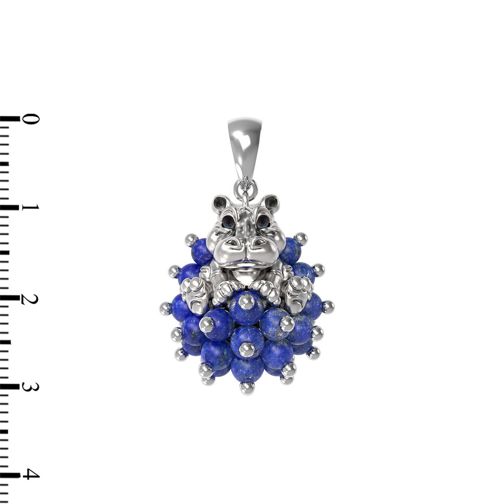 Подвеска из белого золота c эмалью и лазуритом