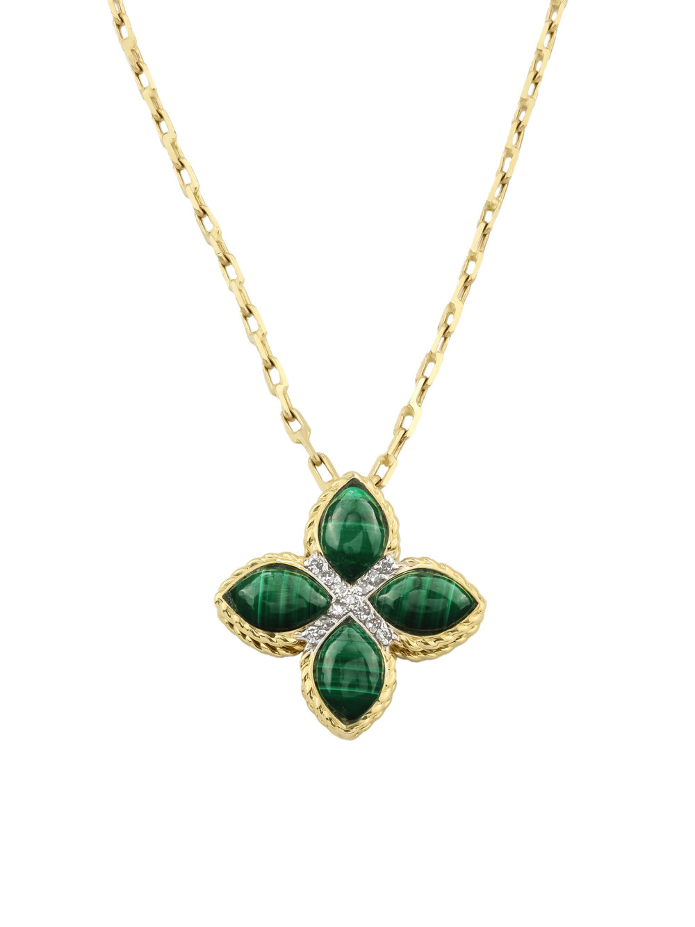 Колье из лимонного золота c бриллиантами и малахитом