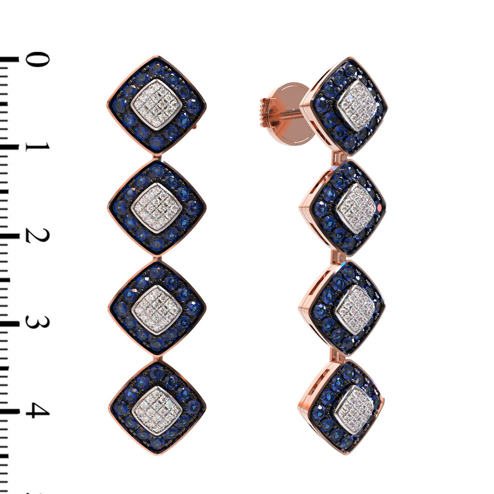 Серьги из золота c бриллиантами и сапфиром