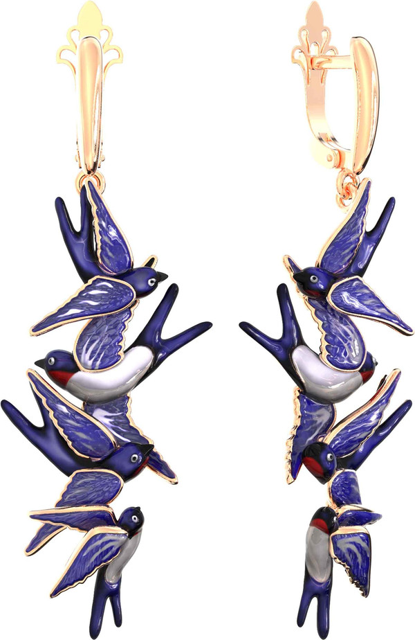 Серьги из золота c эмалью