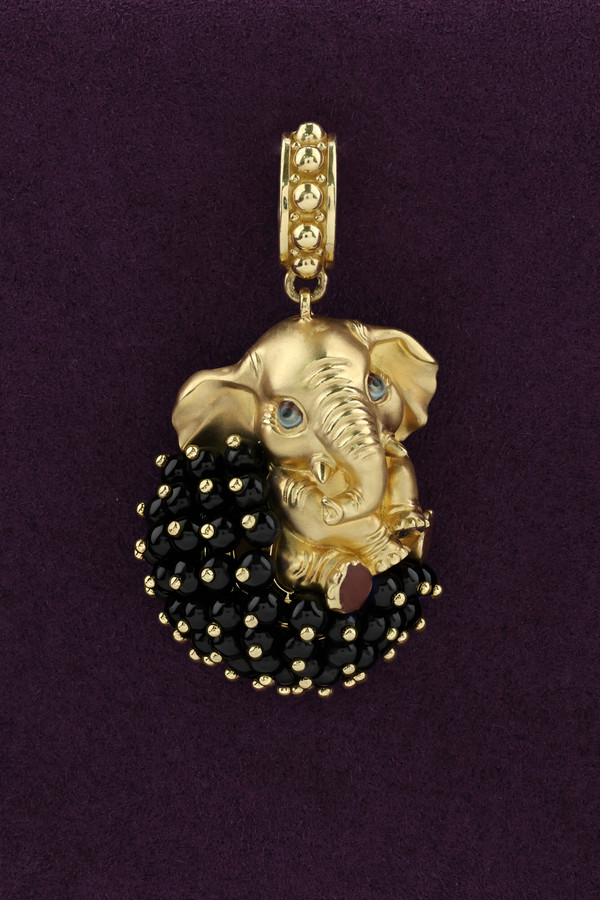 Подвеска из лимонного золота c эмалью и ониксом