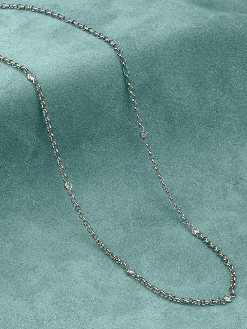 Цепь из белого золота c фианитом