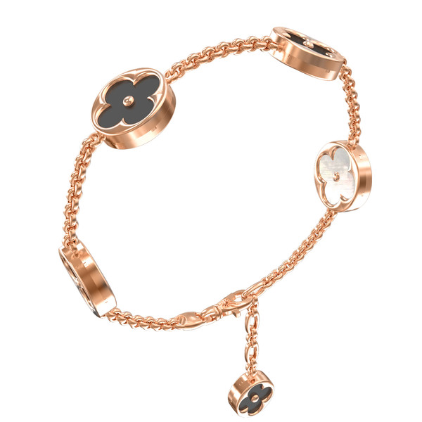 Браслет из золота c ониксом и перламутром