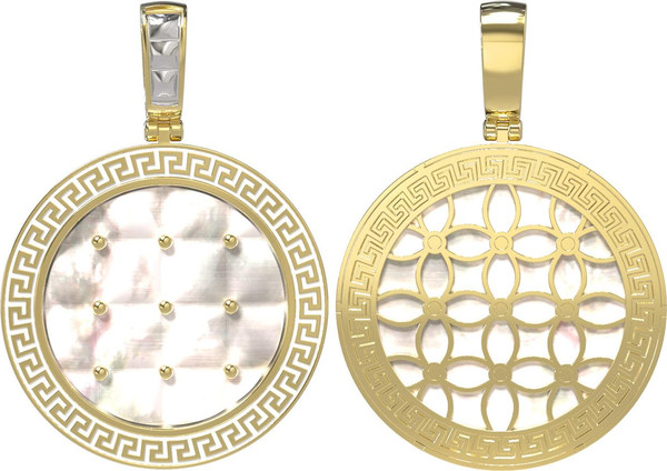 Подвеска из лимонного золота c эмалью и перламутром