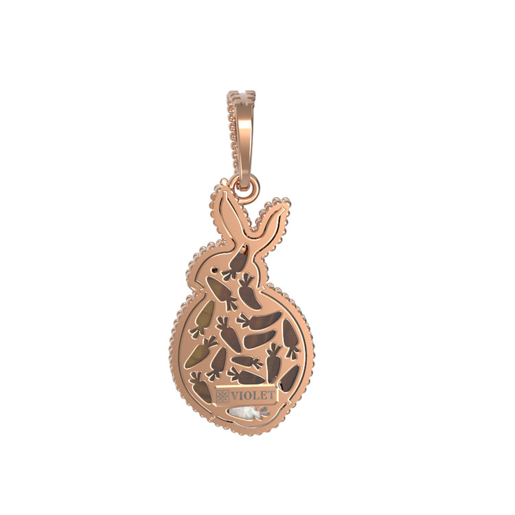 Подвеска из золота c эмалью, тигровым глазом и перламутром