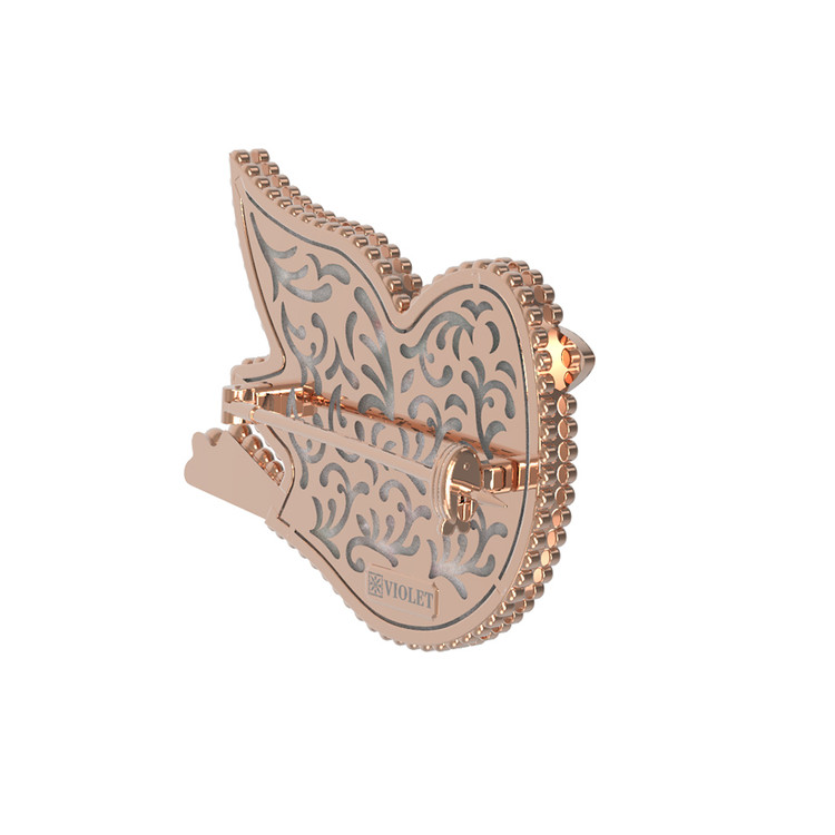 Брошь из золота c эмалью и перламутром