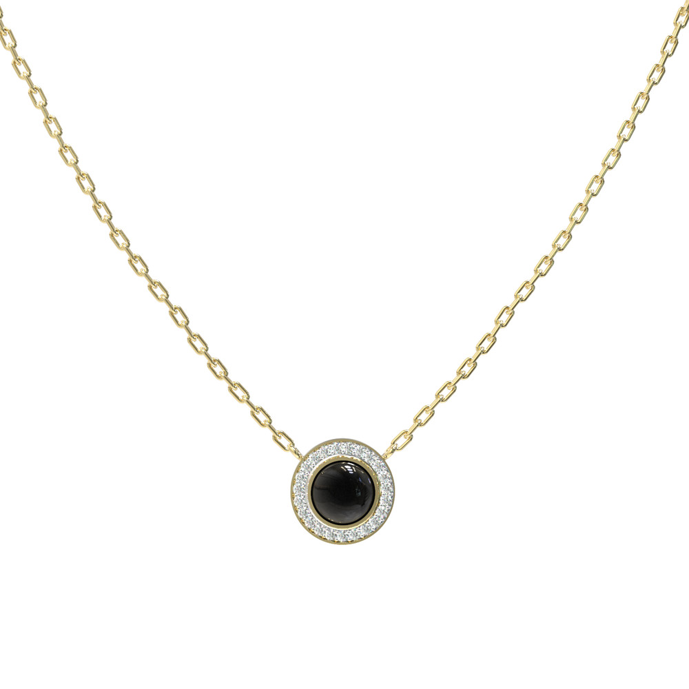 Колье из лимонного золота c бриллиантами и ониксом