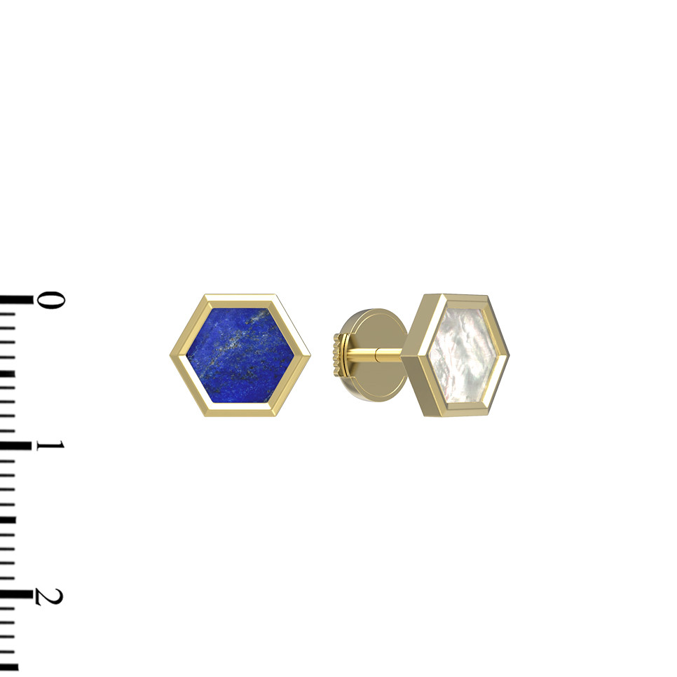 Серьги из лимонного золота c лазуритом и перламутром