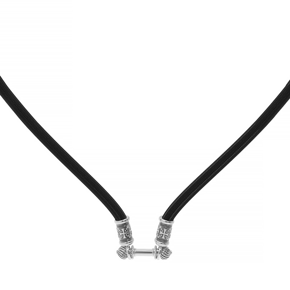 Шнурок шёлковый из белого золота c шёлковым шнурком