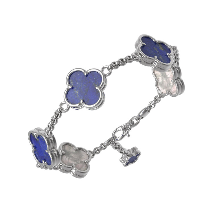 Браслет из белого золота c лазуритом и перламутром