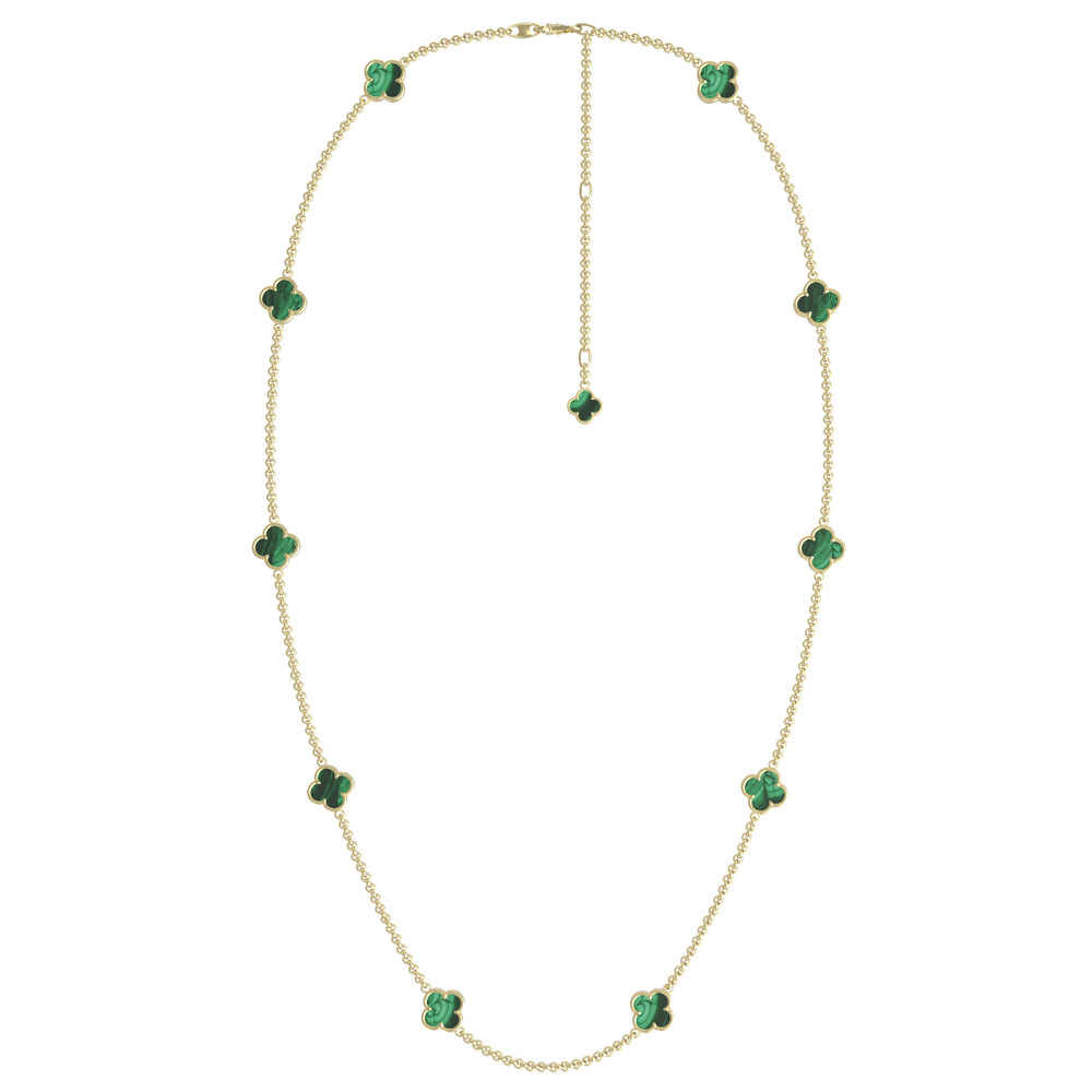 Колье из лимонного золота c малахитом