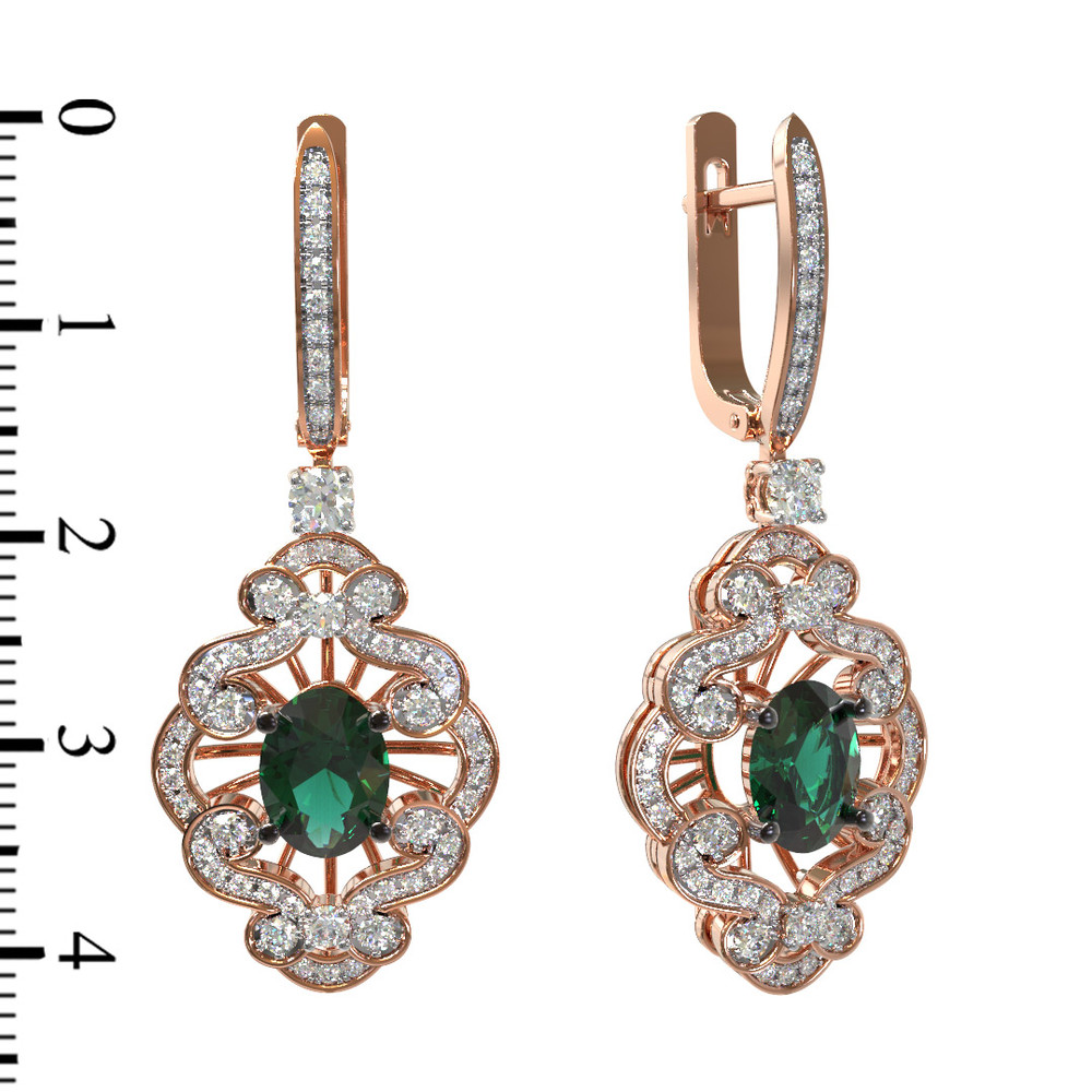 Серьги из золота c бриллиантами и изумрудом