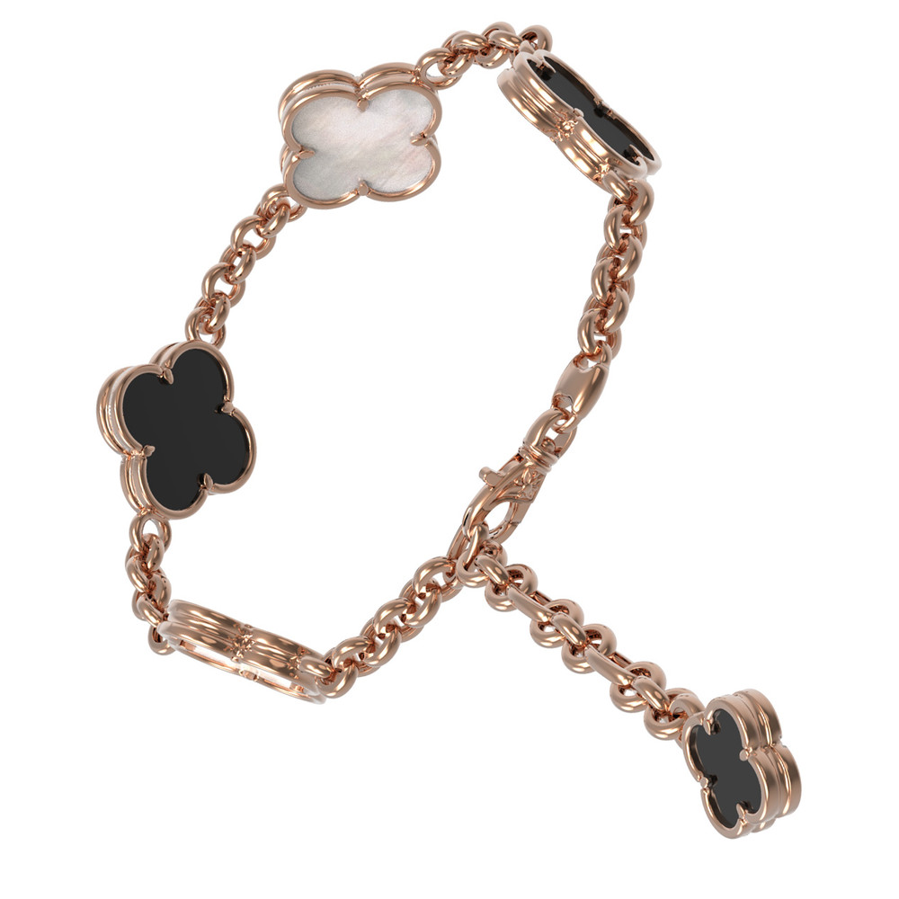 Браслет из золота c ониксом и перламутром