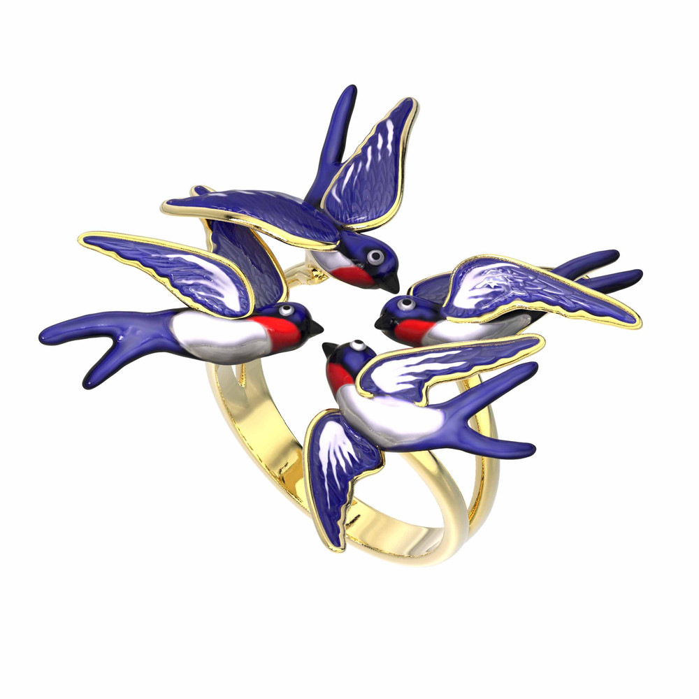 Кольцо из лимонного золота c эмалью