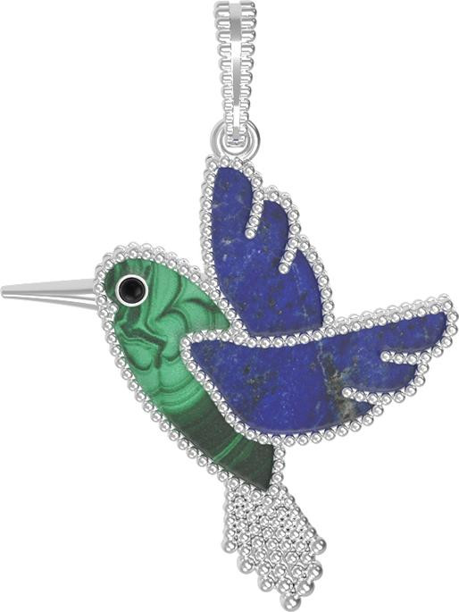 Подвеска из белого золота c эмалью, лазуритом и малахитом