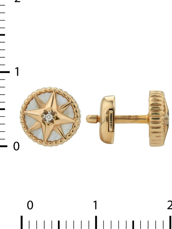 Серьги из золота c бриллиантами, ониксом и перламутром