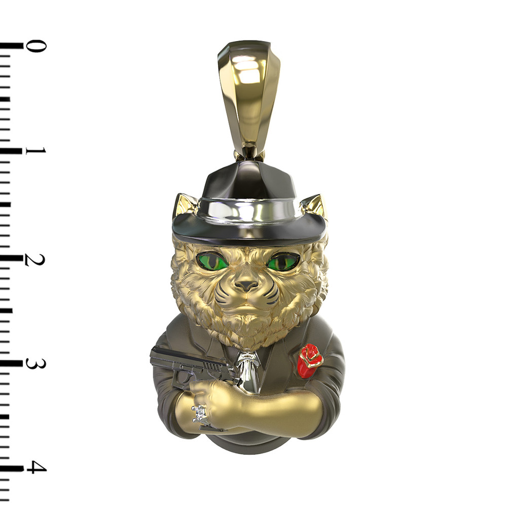 Подвеска из лимонного золота c эмалью, бриллиантами и рубином