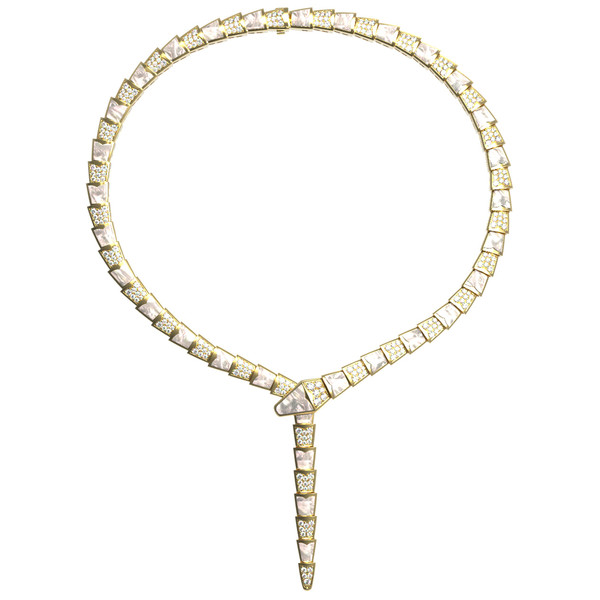 Колье из лимонного золота c бриллиантами и перламутром