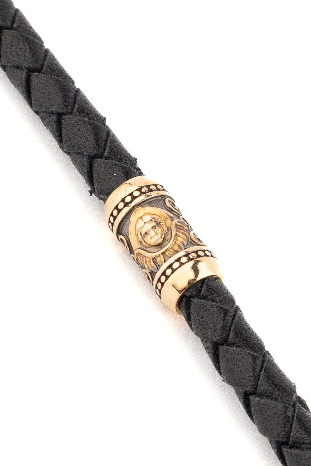 Гайтан из золота c кожаным шнурком