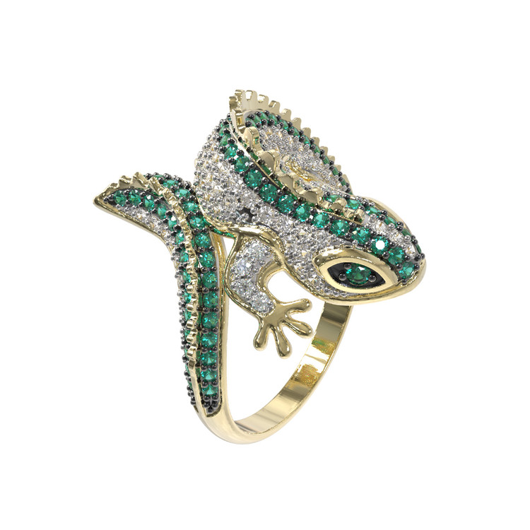 Кольцо из лимонного золота c фианитом